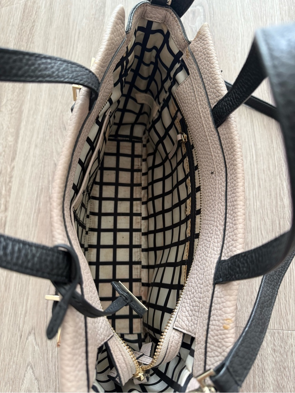 kate spade Two-Tone Pebbled Leather Shoulder Bag - Black & Cream - Picture 7 of 11